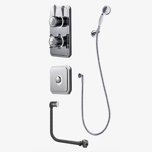 Larger image of Digital Showers Digital Shower Pack, Bath Filler, Shower Kit & Remote (HP).