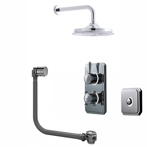 Larger image of Digital Showers Digital Shower Pack, Bath Filler, 12" Head & Remote (HP).