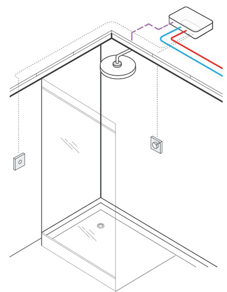 Technical image of Digital Showers Digital Shower Traditional Remote Control (Chrome).