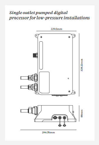Technical image of Digital Showers Digital Shower Valve, Wall Arm & 12" Shower Head (LP).