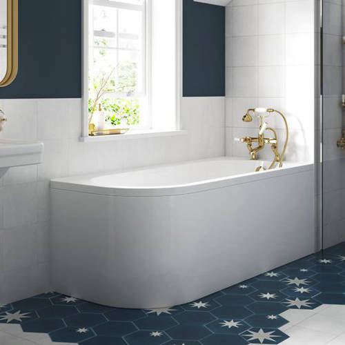 Larger image of BC Designs Amerina Corner Bath With Panel 1700mm (RH, White).