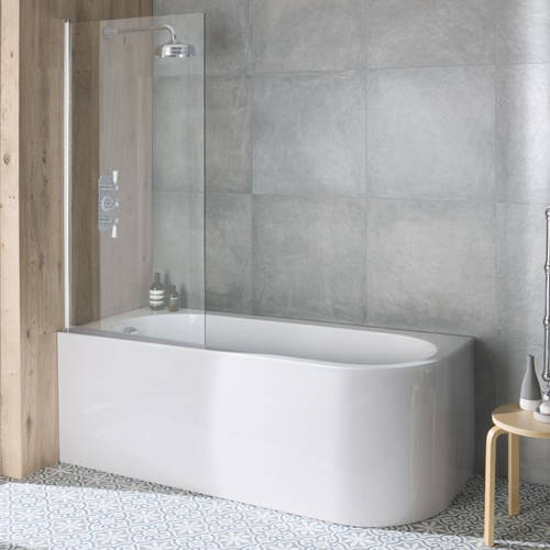 Example image of BC Designs Hinged Bath Screen 790x1435mm.