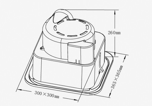 Technical image of BathroomHalo Light, quad heaters and extractor.