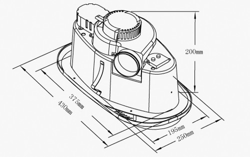 Technical image of BathroomHalo Bathroom Light, Dual Heaters And Extractor Fan In One Unit.