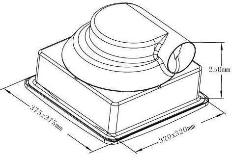 Technical image of BathroomHalo Light, fan heater and extractor.