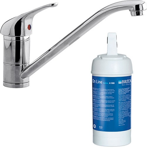 Larger image of Kitchen Kitchen Tap With Brita On Line Active Filter Kit (Chrome).