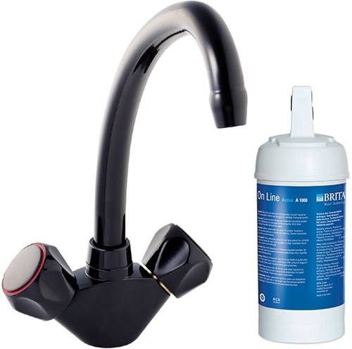 Larger image of Deva Profile Kitchen Tap & Brita On Line Filter Kit (Mocca Brown).