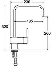 Technical image of Deva Edge Kitchen Tap With Swivel Spout & Brita On Line Filter Kit (Chrome).