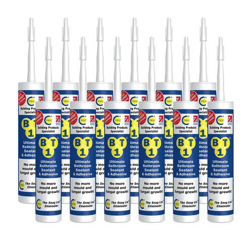 Example image of BT1 12 x Anti Bacterial Bathroom Sealant & Adhesive (12 Tubes, White).