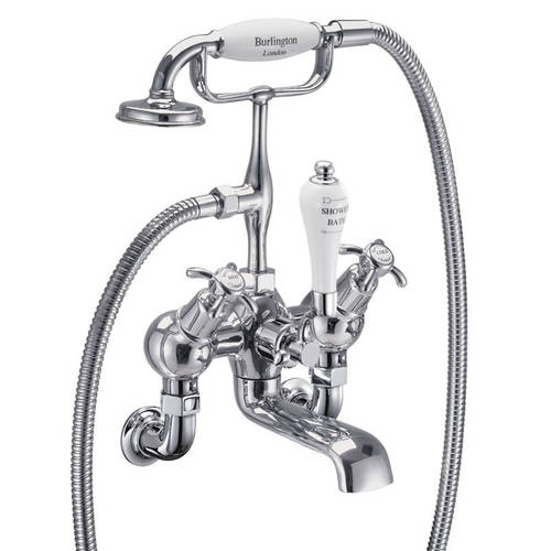 Larger image of Burlington Anglesey Wall Mounted Angled BSM Tap (Chrome & White).