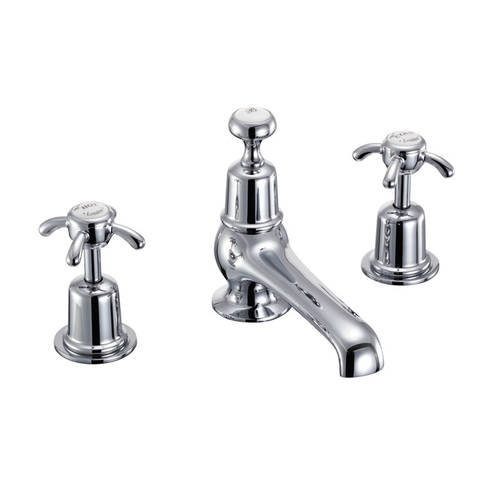 Larger image of Burlington Anglesey 3 Hole Thermostatic Basin Tap (Chrome & White).