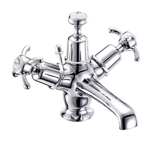 Larger image of Burlington Anglesey Basin Tap With Pop Up Waste (Chrome & White).