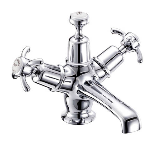 Larger image of Burlington Anglesey Basin Tap With Click Clack Waste (Chrome & White).