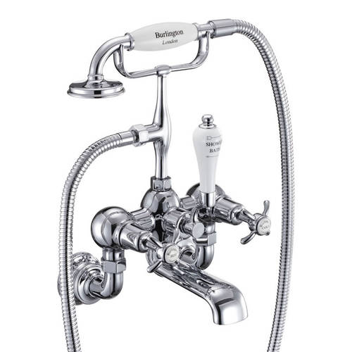 Larger image of Burlington Anglesey Wall Mounted BSM Tap With Kit (Chrome & White).