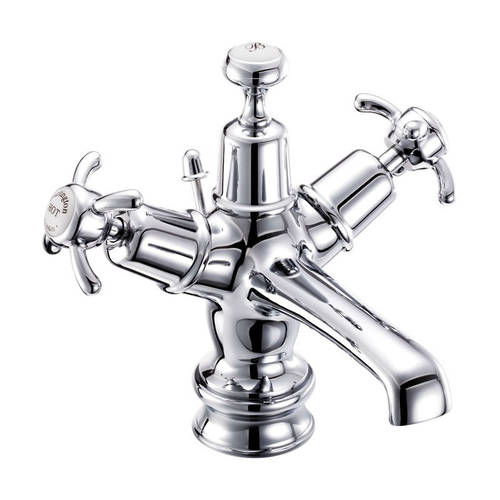 Larger image of Burlington Anglesey Basin Tap With Pop Up Waste (Chrome & White).