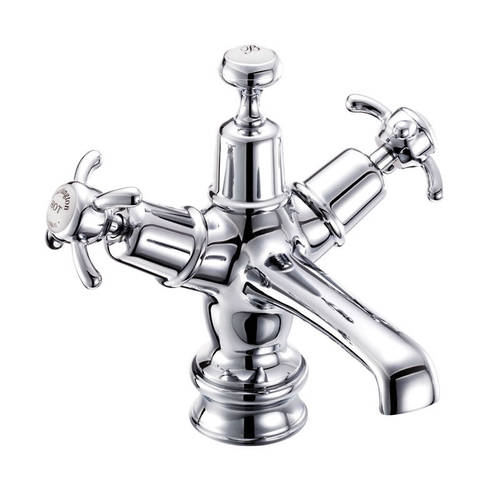 Larger image of Burlington Anglesey Basin Tap With Click Clack Waste (Chrome & White).