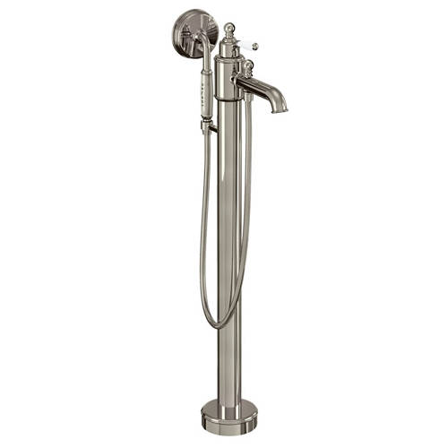 Larger image of Burlington Arcade Floor Standing BSM Tap, Lever Handle (Nickel & White).