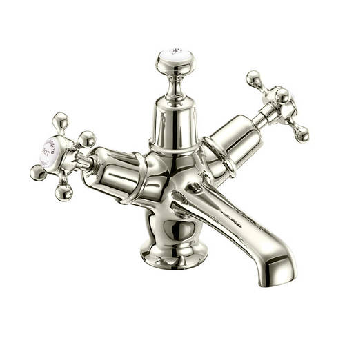 Larger image of Burlington Claremont Basin Tap With Click Clack Waste (Nickel & White).