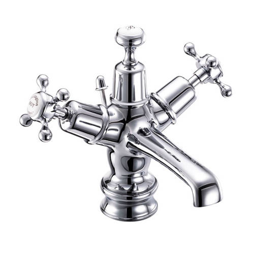 Larger image of Burlington Claremont Basin Tap With Pop Up Waste (Chrome & White).