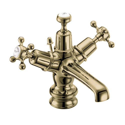 Larger image of Burlington Claremont Basin Tap With Pop Up Waste (Gold & White).