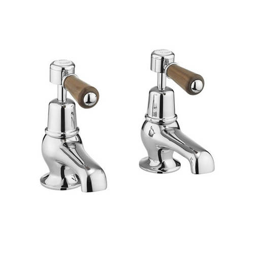 Larger image of Burlington Kensington Basin Taps 3" (Chrome & Walnut).