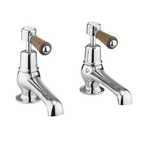 Larger image of Burlington Kensington Basin Taps 5" (Chrome & Walnut).