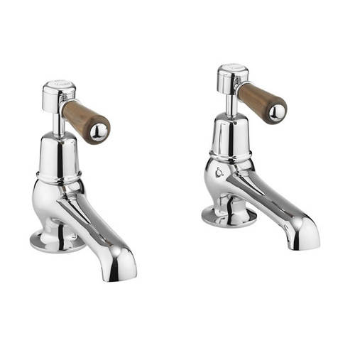 Larger image of Burlington Kensington Bath Taps (Chrome & Walnut).