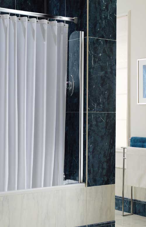 Larger image of Coram Screens Chrome shower curtain screen.