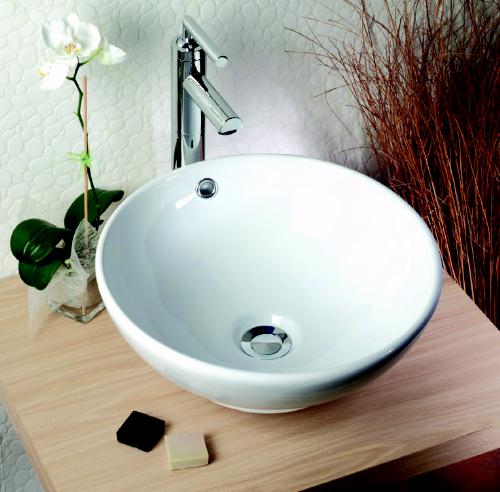 Example image of Lecico Bowls Round Free-Standing Bowl with no tap holes. 420x420x173mm