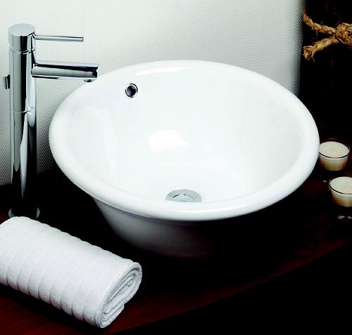 Example image of Lecico Bowls Large Free-Standing Basin with no tap holes. 420x420x173mm.