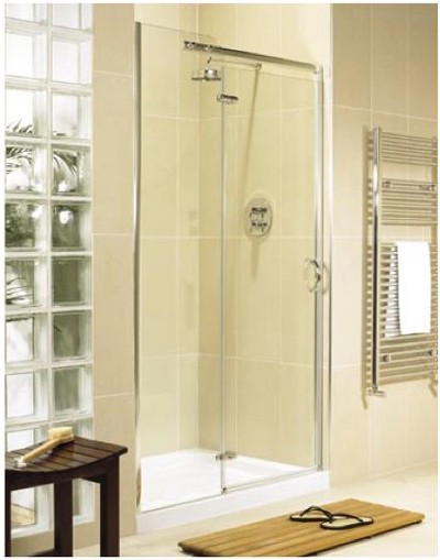 Larger image of Image Allure 1000 left hand inline hinged shower enclosure door and panel.