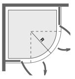 Technical image of Image Allure 1000mm quadrant shower enclosure, hinged doors.