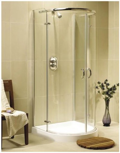 Larger image of Image Allure 900x900 D-Shaped quadrant shower enclosure and shower tray.