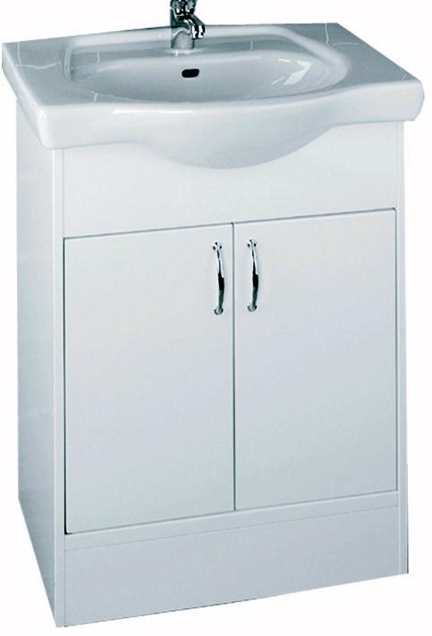 Larger image of Woodlands Verity Vanity Unit with 2 tap hole ceramic basin. 665mm.