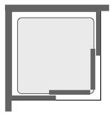 Technical image of Image Ultra 900mm shower enclosure with sliding corner doors.
