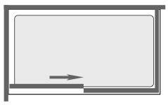 Technical image of Image Ultra 1100mm jumbo sliding shower enclosure door.