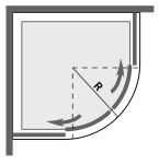 Technical image of Image Ultra 1000 curved quadrant shower enclosure with sliding doors.