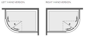 Technical image of Image Ultra 900x800 offset quadrant shower enclosure, sliding doors.