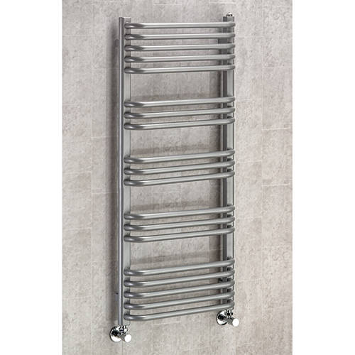 Larger image of Colour Heated Towel Rail & Wall Brackets 1100x500 (Grey Aluminium).