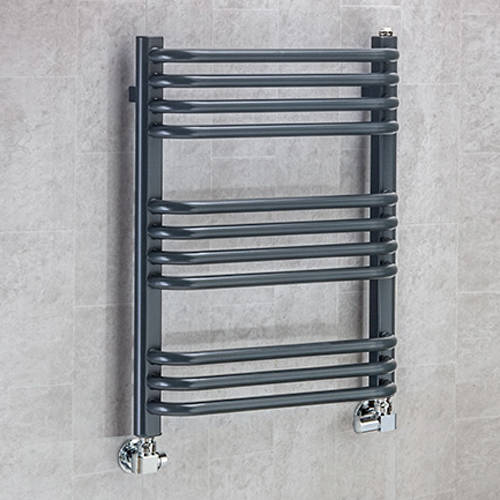 Larger image of Colour Heated Towel Rail & Wall Brackets 620x600 (Anthracite Grey).