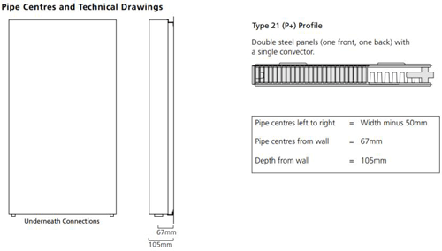 Technical image of Colour Faraday Vertical Radiator With Towel Rails 1600x500mm (P+, White).