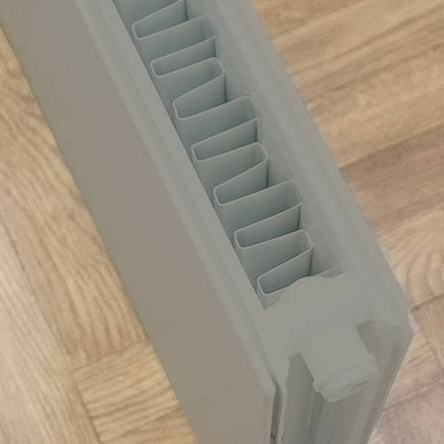 Example image of Colour Faraday Vertical Radiator 1600x500mm (P+, Window Grey, 5684 BTUs).