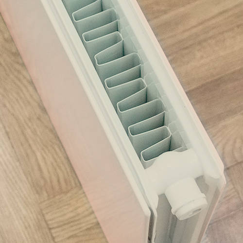 Example image of Colour Faraday Vertical Radiator 1800x600mm (P+, Silk Grey, 7462 BTUs).