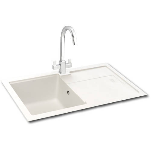 Larger image of Carron Phoenix Bali 100 Single Bowl Granite Sink 780x500mm (White).