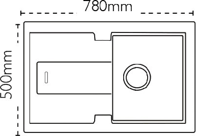 Technical image of Carron Phoenix Bali 100 Single Bowl Granite Sink 780x500mm (White).