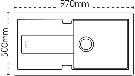 Technical image of Carron Phoenix Bali 105 Single Bowl Granite Sink 970x500mm (White).