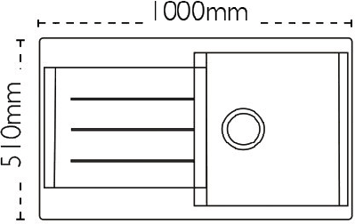 Technical image of Carron Phoenix Java 100 Single Bowl Granite Sink 1000x510mm (Graphite).