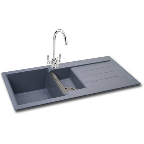 Larger image of Carron Phoenix Java 150 Double Bowl Granite Sink 1000x510mm (Stone Grey).