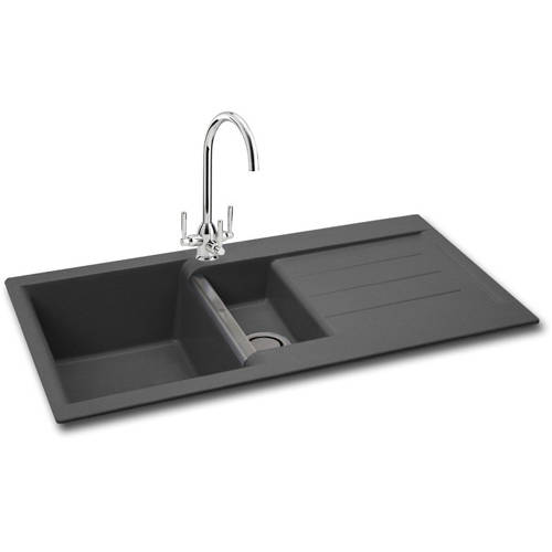 Larger image of Carron Phoenix Java 150 Double Bowl Granite Sink 1000x510mm (Graphite).