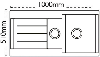 Technical image of Carron Phoenix Java 150 Double Bowl Granite Sink 1000x510mm (Champagne).